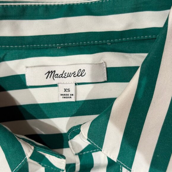 Madewell Easy Y-Neck Button-Up Shirt in Verdant Green XS - Picture 8 of 9